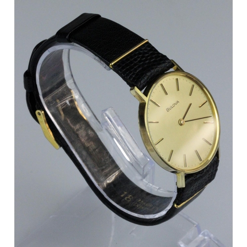 345 - Beautiful 9ct Gold Bulova Wristwatch circa 1982. Bulova - A 9ct gold wristwatch, circa 1982, the sig... 