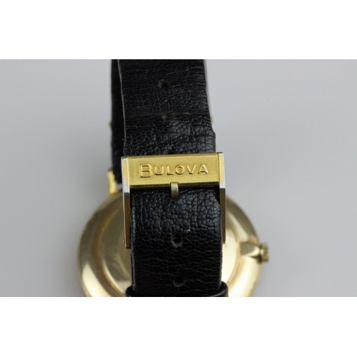 345 - Beautiful 9ct Gold Bulova Wristwatch circa 1982. Bulova - A 9ct gold wristwatch, circa 1982, the sig... 