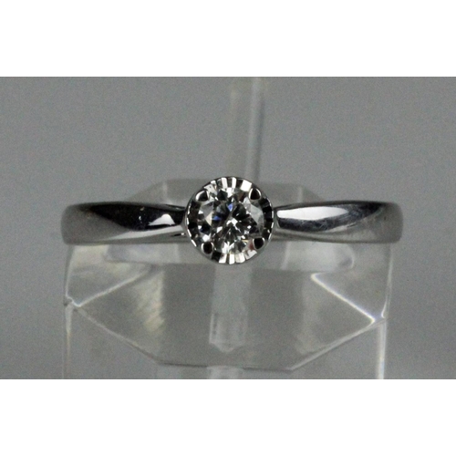 405 - 9ct white gold brilliant cut solitaire diamond ring 0.20cts. 9ct white gold solitaire diamond ring, ... 