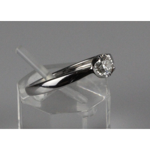 405 - 9ct white gold brilliant cut solitaire diamond ring 0.20cts. 9ct white gold solitaire diamond ring, ... 