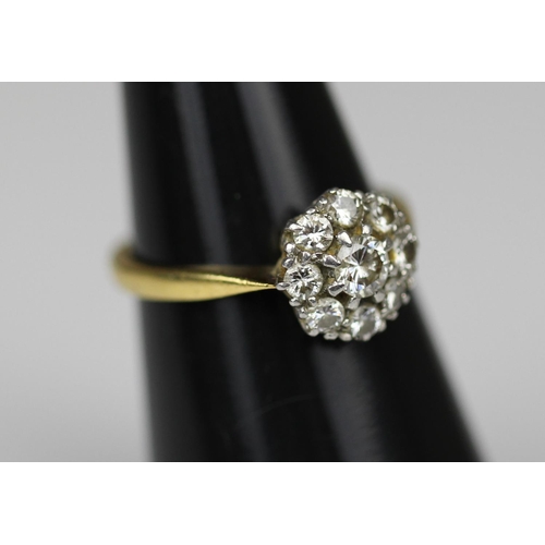 406 - 18ct Gold & Platinum Nine Diamond Set Ring Est 1.00CT. A simply stunning 18ct gold & platinum 9 diam... 