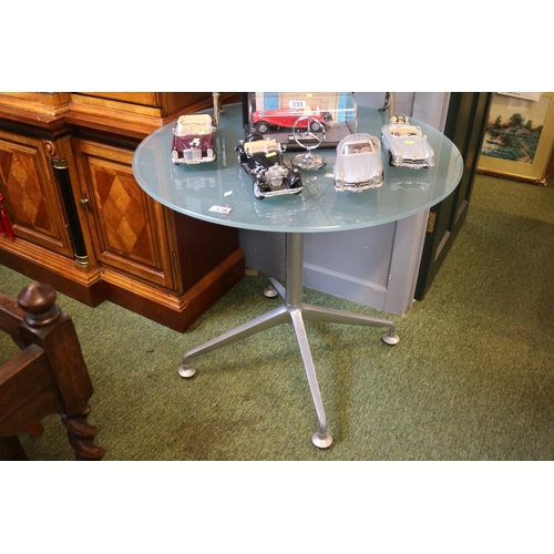 539 - Modern Norman Foster style glass topped Metal framed table