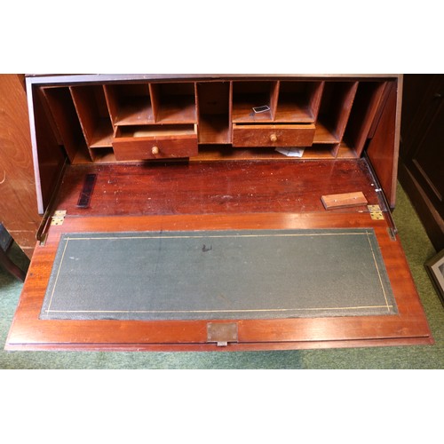 552 - Large glazed 19th century bureau bookcase with traditional inlay work.