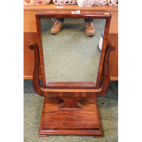 558 - William IV Mahogany swing mirror on Lyre support over square stepped base