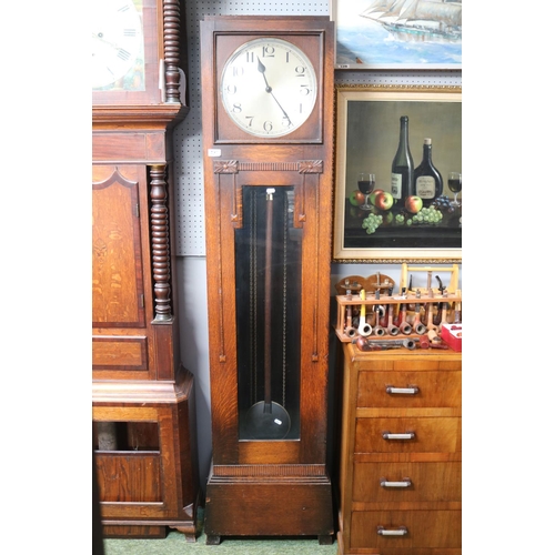 128 - Oak 1920s Longcase clock with numeral dial