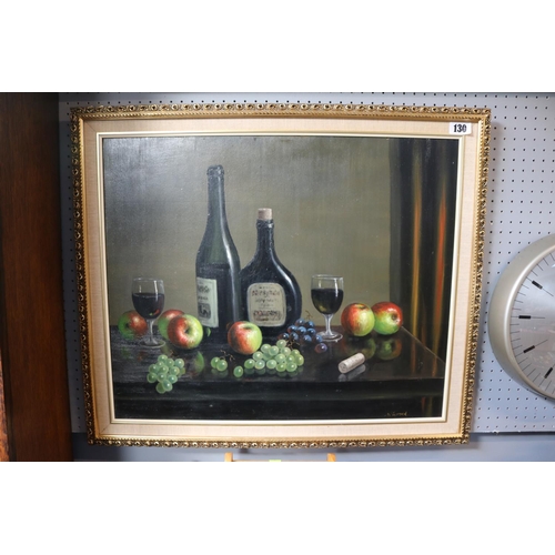 130 - K Jepson Framed Oil on board of a Still life scene 62 x 52cm