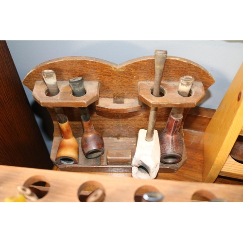 131 - Collection of assorted Pipes and Pipe racks to include Ogdens, Sherlock Holmes style etc