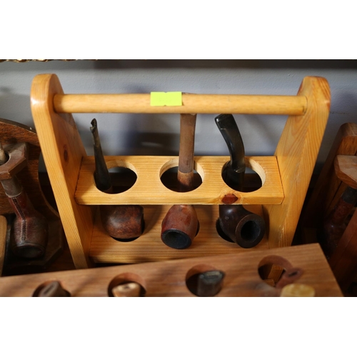 131 - Collection of assorted Pipes and Pipe racks to include Ogdens, Sherlock Holmes style etc