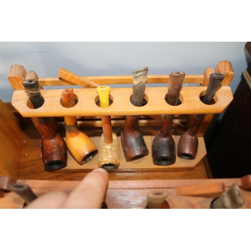 131 - Collection of assorted Pipes and Pipe racks to include Ogdens, Sherlock Holmes style etc