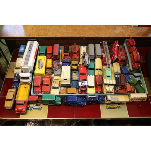 177 - Collection of Playworn Dinky & other Vehicles to include Leyland Comet, Dinky Trojan Chivers Jellies... 