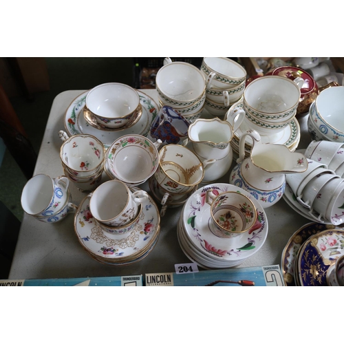 205 - Extensive collection of English Tea cups and saucers Teapots, Spode, H & R Daniel, New hall etc