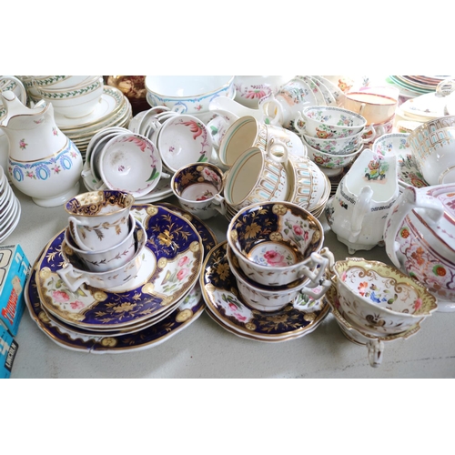 205 - Extensive collection of English Tea cups and saucers Teapots, Spode, H & R Daniel, New hall etc