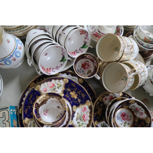 205 - Extensive collection of English Tea cups and saucers Teapots, Spode, H & R Daniel, New hall etc