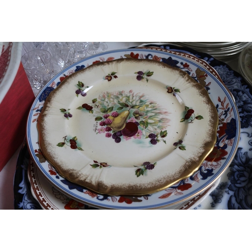 241 - Collection of 19thC and Later Meat plates, Pair of Leaf Pickle dishes and assorted ceramics