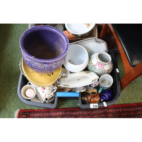 326 - 2 Boxes of assorted House clearance ceramics and glassware