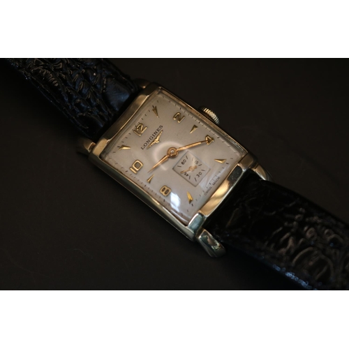 441 - Longines 10K Gold filled Gents/Ladies watch on strap C.1950 in working order