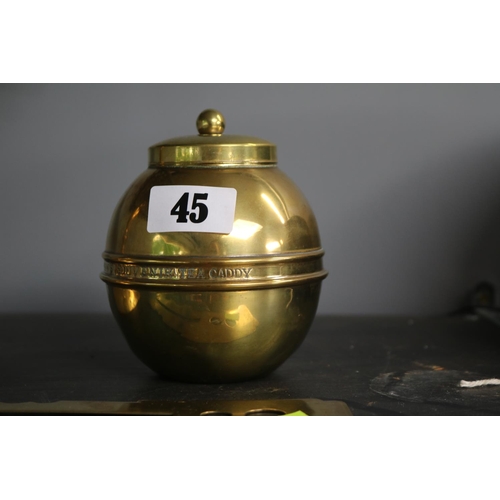 45 - Liptons Spherical Tea Caddy, WHB Patent No.116972/17 Button Stick and a Large Brass Tazza