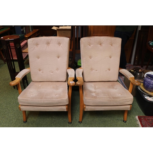 546 - Pair of Light oak upholstered Parker Knoll Chairs