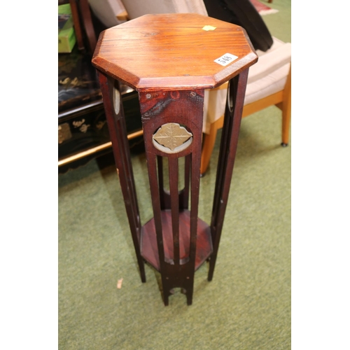 548 - Liberty Style Octagonal Jardinière stand with leaf decorated roundels over under tier