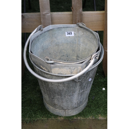 563 - 3 Galvanised Buckets