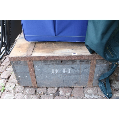 582 - Vintage Wooden bound Travelling trunk