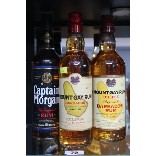 72 - 2 Bottles of Mount Gay Rum and a Bottle of Captain Morgans Rum