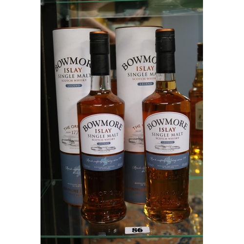 86 - 2 Boxed Bowmore Islay Single Malt Scotch Whisky Legend 700ml