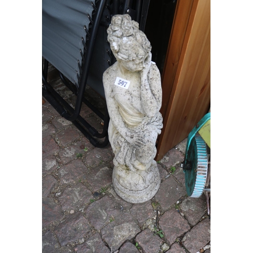 597 - Concrete Garden figure of a Maiden 69cm in Height