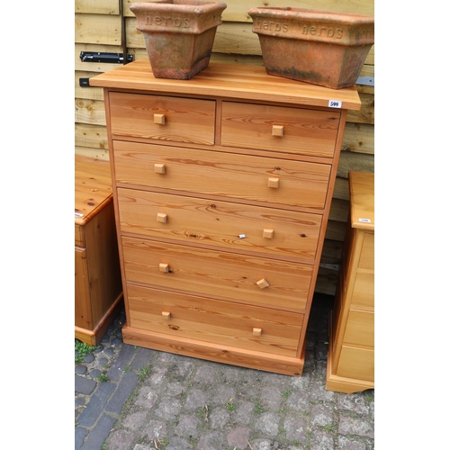 599 - Tall Pine Chest of 6 Drawers