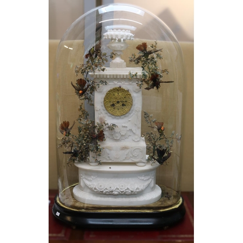 347B - A 19thC French 8 day mantel clock, the gilt dial with acanthus scroll and foliate detail. The moveme... 