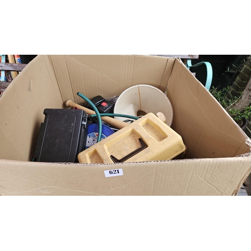 621 - Box of assorted Tools, Camping Items etc