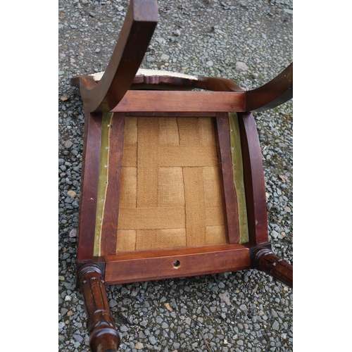 419 - 19thC Set of 6 Mahogany dining chairs with upholstered backs and drop in seats over carved show fram... 