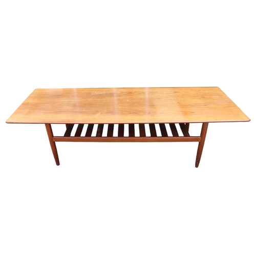 428 - Rare Extra Large G-Plan Coffee table with slatted under tier. 161cm in Length