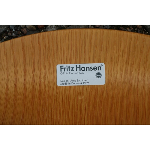 431 - Danish Fritz Hansen Mid Century Ply chairs designed by Arne Jacobsen dated 1995 supported on Chrome ... 