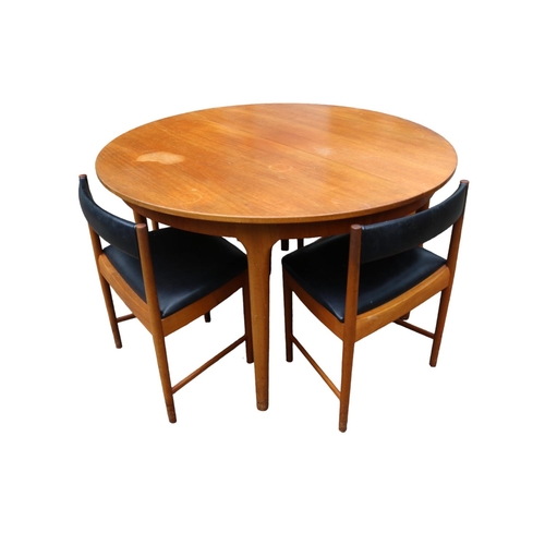 439 - Mid Century A.H. McIntosh & Co of Kirkcaldy Scotland Extending Dining table with 4 Space Saver chair... 