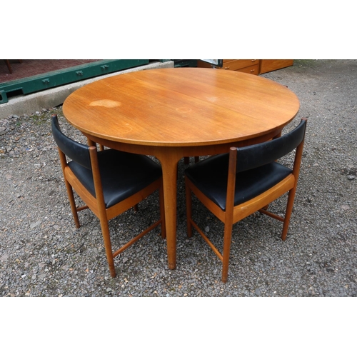 439 - Mid Century A.H. McIntosh & Co of Kirkcaldy Scotland Extending Dining table with 4 Space Saver chair... 