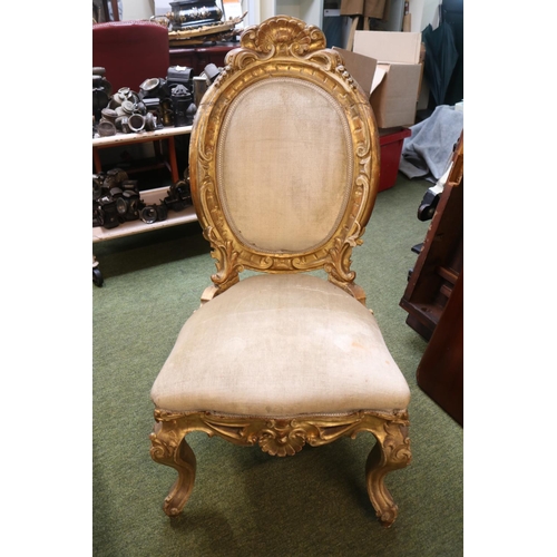 442 - Early 19thC Italian Gilded Gesso Chair with upholstered back and seat with spoon back. Ippolito ligo... 