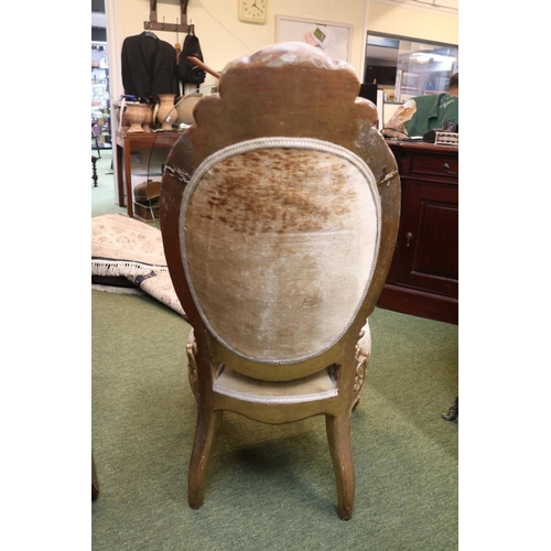 442 - Early 19thC Italian Gilded Gesso Chair with upholstered back and seat with spoon back. Ippolito ligo... 