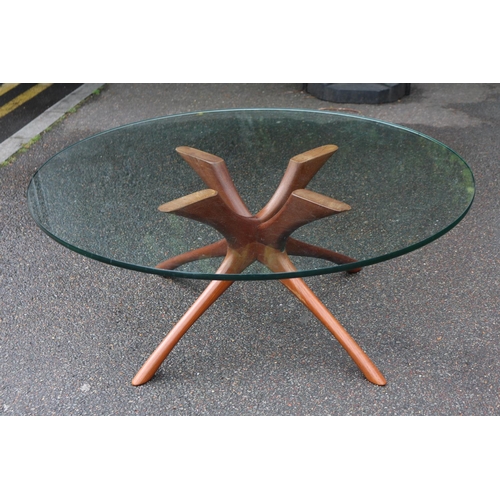 443 - Mid Century Danish Teak Wood Coffee table by Illum Wikkelso C.1960. 105cm in Diameter