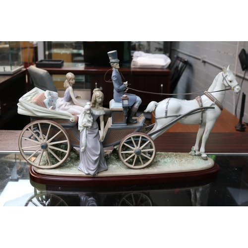 144 - Lladro The Landau Carriage Retired 1998 No. 1521, Sculpted by Juan Huerta. 53cm x 30cm with Plinth. ... 