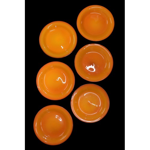 61 - Loetz Glass Orange & Black Tango plates by Michael Powolny. The set of six look stunning in vibrant ... 