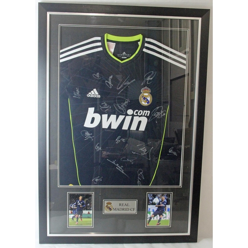 1 - Real Madrid 2010-11 Framed Shirt Signed by the Squad. Signatures on an ADIDAS Real Madrid 2010-11 fr... 