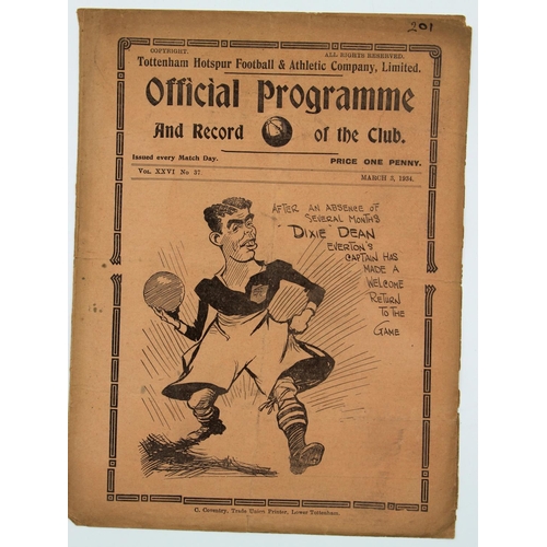 10 - Tottenham Hotspur 1934 Football Programme v Everton. March 3rd 1934