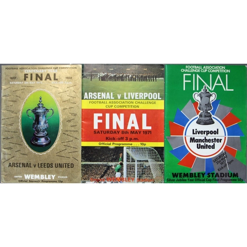 30 - Three 1970's FA Cup Final Programmes. 1971 FA Cup Final programme Arsenal v Liverpool. 1972 FA Cup F... 