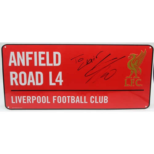 4 - Anfield Road Sign Personally signed bu Jurgen Klopp with COA