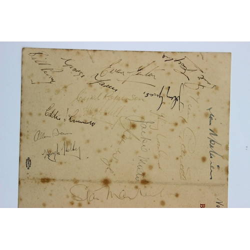 6 - Signed Blackpool FC 1953 FA Cup Dinner Menu. A printed folded page for a Dinner at the Cafe Royal, L... 