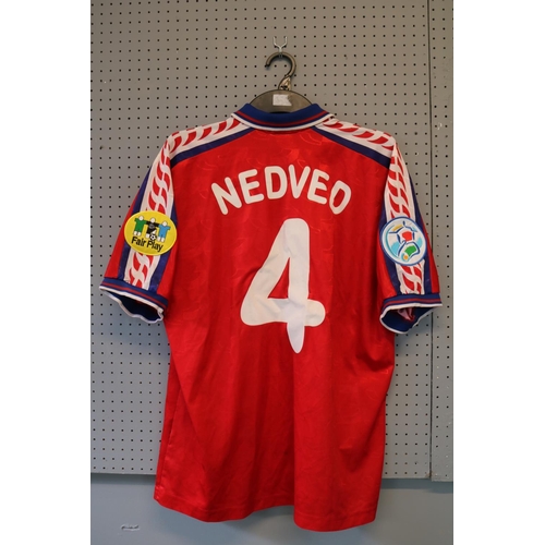 56 - PAVEL NEDVED UEFA EURO 1996 MATCH WORN #4 CZECH REPUBLIC JERSEY 
The Puma red #4 jersey was worn by ... 