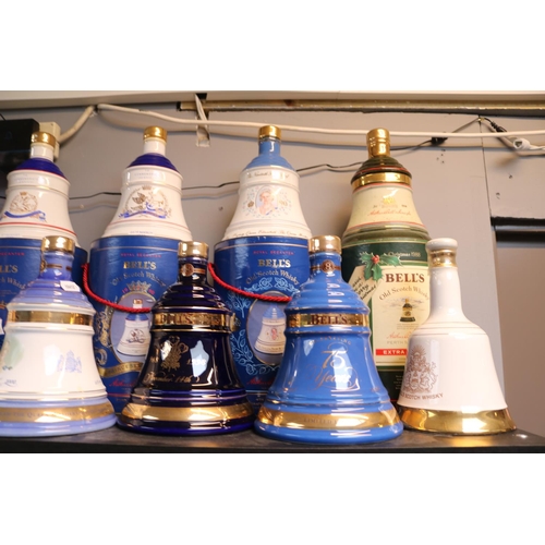 106 - Large collection of assorted Full Bells Whisky Commemorative bells boxed and unboxed (12)