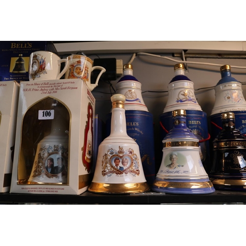 106 - Large collection of assorted Full Bells Whisky Commemorative bells boxed and unboxed (12)