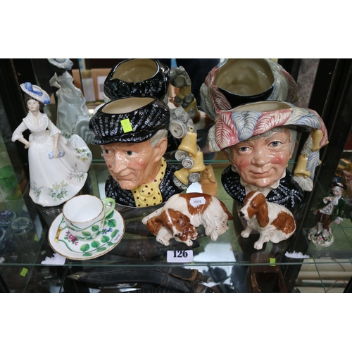 126 - Royal Doulton Pearly King & Queen Character Jugs, Royal Worcester Earl of Coventry Blind Earl cup an... 